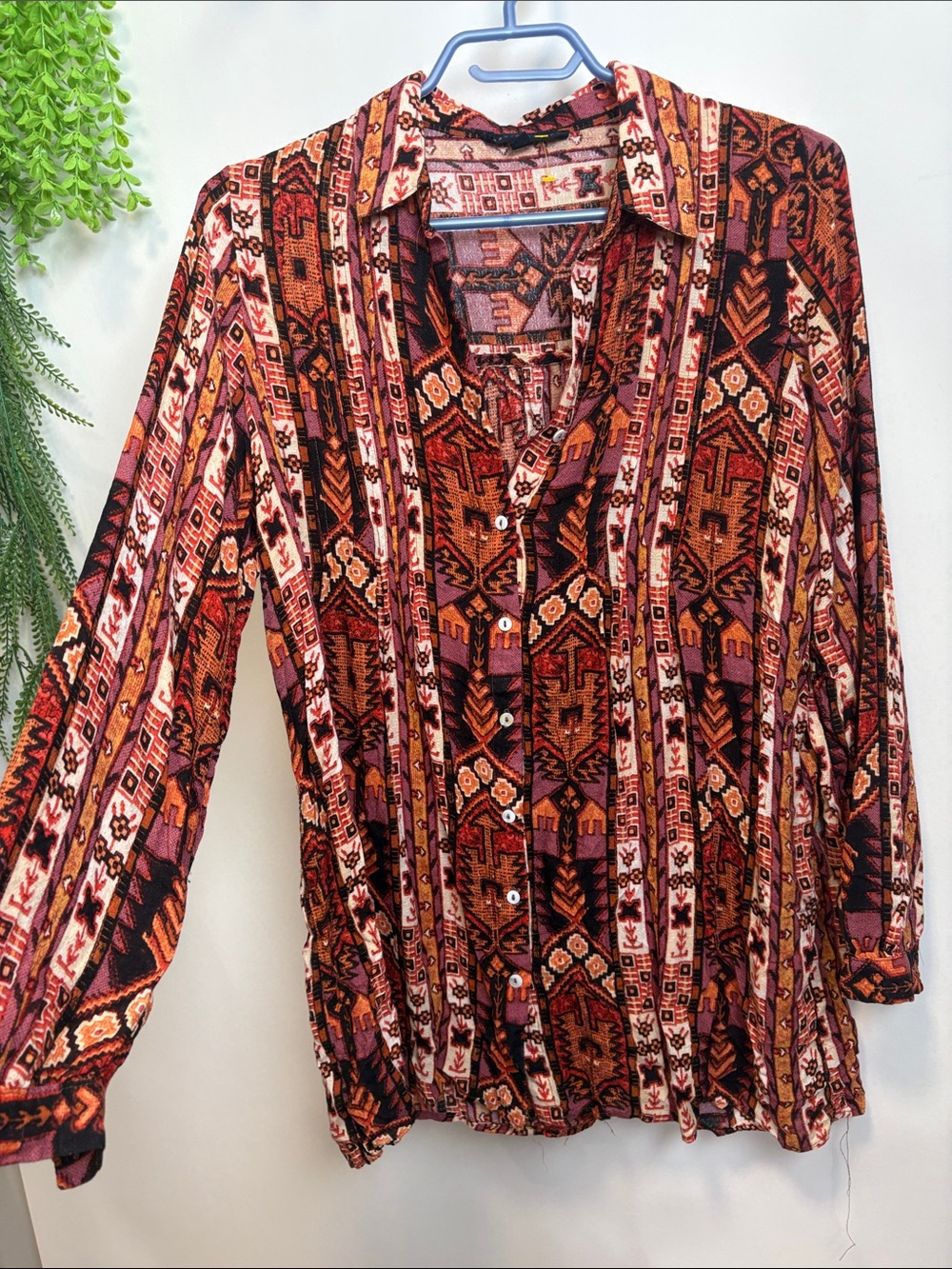 Jane and Delancey Rust Multi-Pattern Button-Down Shirt